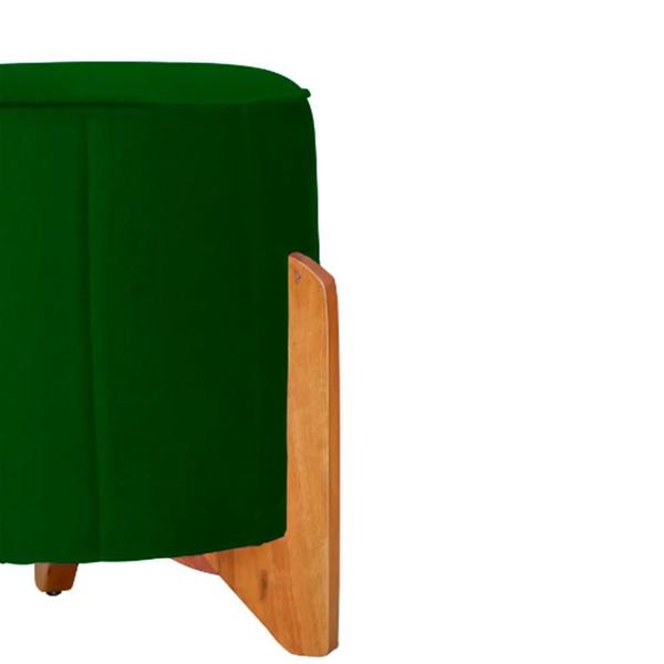 Imagem de Puff Jade Suede Verde Pés de Madeira - Vallisa Decor