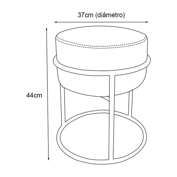 Imagem de Puff Luma Linho Marrom com Base de Aço Preta