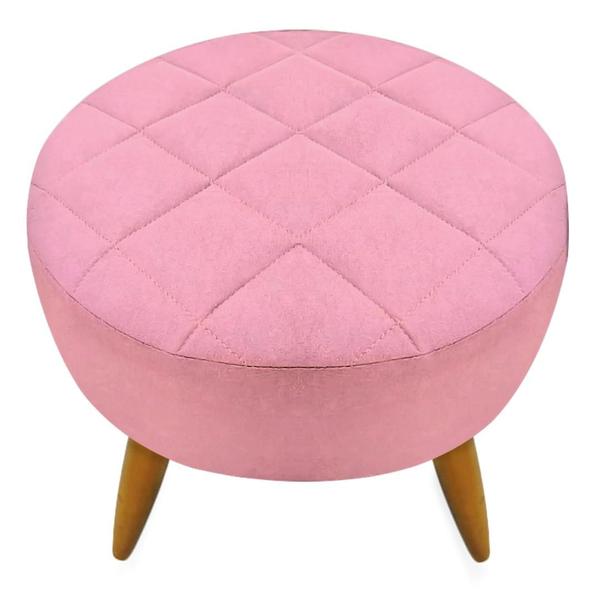 Imagem de Puff Maitê Decorativo Sala De Estar Suede Rosa