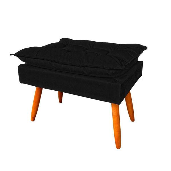 Imagem de Puff Opala Pés Palito -Suede Preto / Black