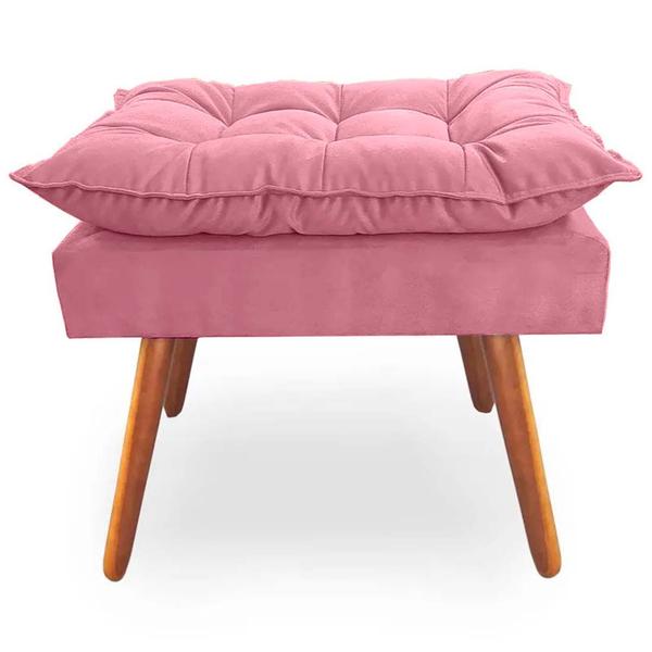 Imagem de Puff Opala Pés Palito Veludo Rosa - Kimi Design