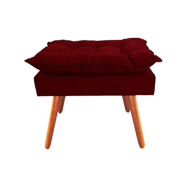 Imagem de Puff Opala Premium Almofadada para Decoracao Sala de Estar Veludo Vermelho Marsala