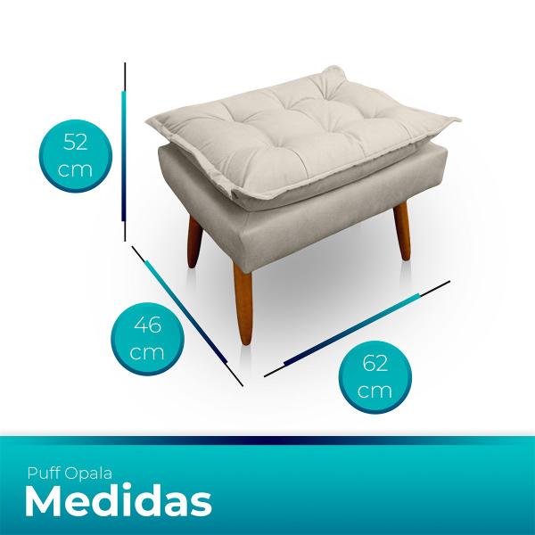 Imagem de Puff Opala Retangular para Sala e Quarto Suede Bege  - LH Decor