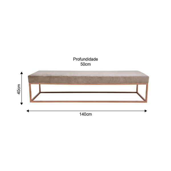 Imagem de Puff para Sala de Estar Giulia 140 Cm Bege/Dourado