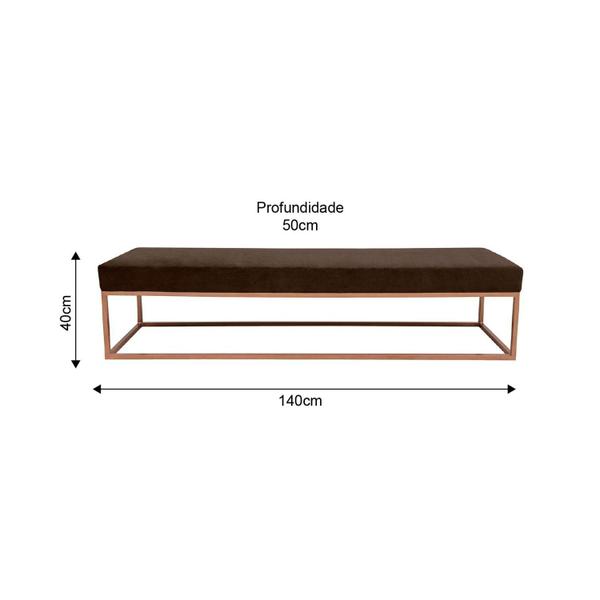 Imagem de Puff para Sala de Estar Giulia 140 Cm Marrom/Dourado