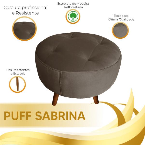 Imagem de Puff Pés Palito Sala Recepção Atendimento Decorativo Sabrina Veludo Marrom Chocolate- Shop das Cabeceiras