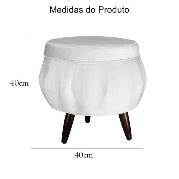 Imagem de Puff Pétala Pés Palito Tabaco Suede Branco - DS Estofados