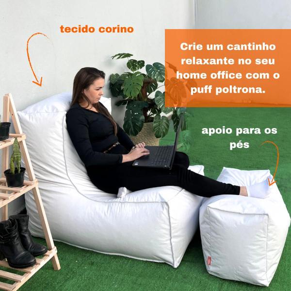 Imagem de Puff Poltrona com Peseira Cheio Material Sintético Almofadão Gigante