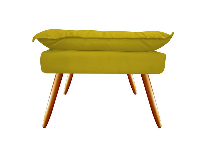 Imagem de Puff Puf Banqueta Decorativa Opala Retangular Suede Amarelo Pés Palito Madeira Ms Decor