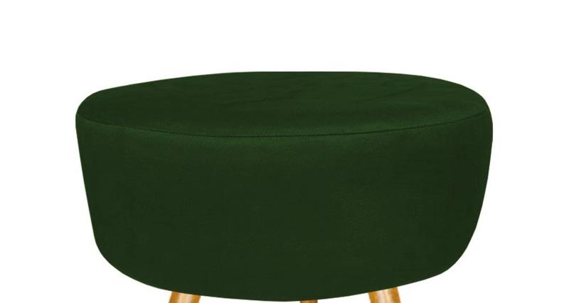 Imagem de Puff Puf Decorativo Lavínia Redondo Suede Verde Pés Palito Madeira Ms Decor