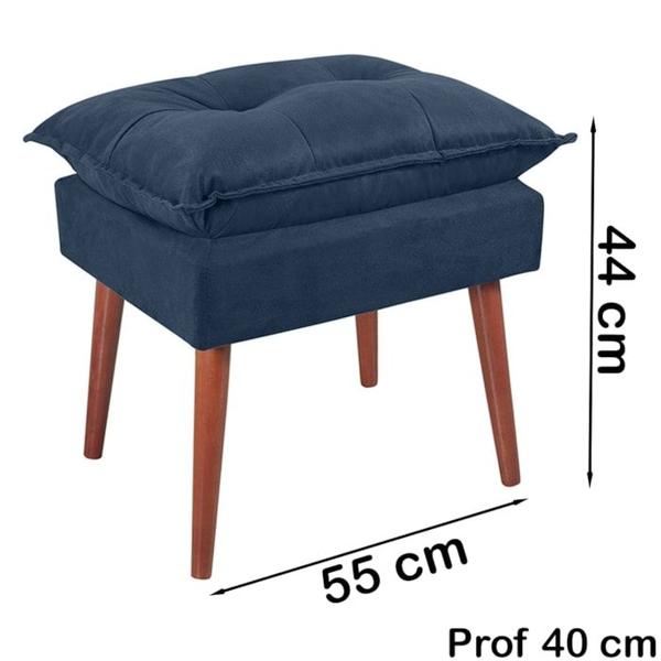 Imagem de Puff Puf Opall Pes Palito 55x40cm Suede Azul Marinho MPassos