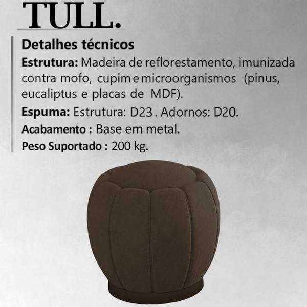 Imagem de Puff Puf Para Sala Base Metal Chocolate Tull Veludo SL 942 Peer