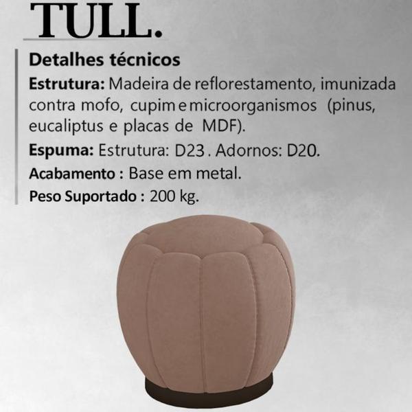 Imagem de Puff Puf Para Sala Base Metal Chocolate Tull Veludo SL 949 Peer