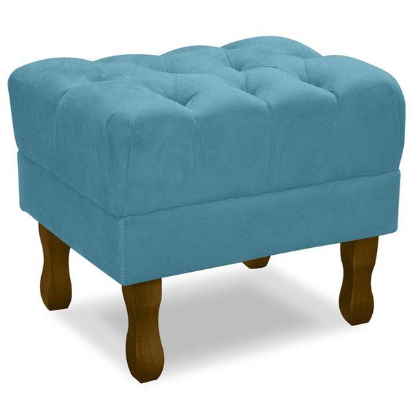 Imagem de Puff Puf Retro Capitone 52x44cm Suede Azul Tif MPassos