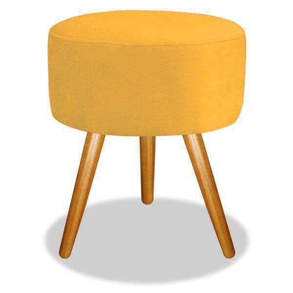 Imagem de Puff Pufe Banco Banquinho Magnus Decorativo Suede Amarelo