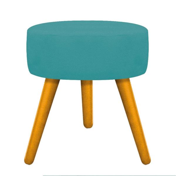 Imagem de Puff Pufe Pufinho Sofia Decorativo Redondo Pés Palito Suede Azul Turquesa para Consultório Sala de Estar Recepção Quarto - AM Decor