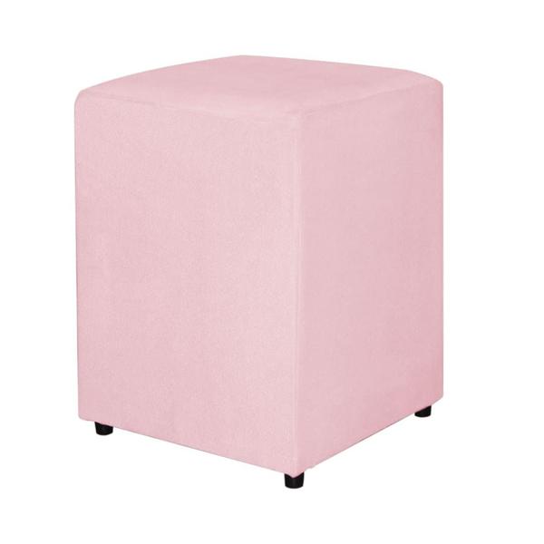 Imagem de Puff Quadrado Decorativo Para Sala Suede Rosa Bebê - Vallisa Decor