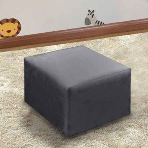 Imagem de Puff Quadrado Decorativo Quarto Bebê Ternura Material Suede Cinza Chumbo - Shop das Cabeceiras