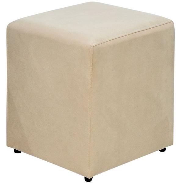 Imagem de Puff Quadrado Decorativo Sala de Estar Suede Bege - Lyam Decor