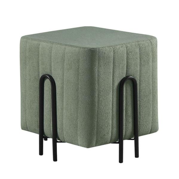 Imagem de Puff Realeza Decorativo com Bouclé Verde e Pés Preto