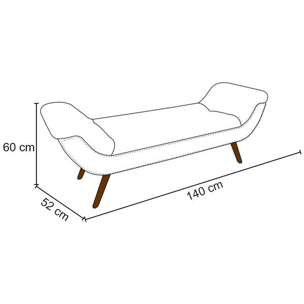 Imagem de Puff Recamier Calçadeira 140cm Pés Palito Madeira Vêneto P02 Linho Bege Cru - Mpozenato