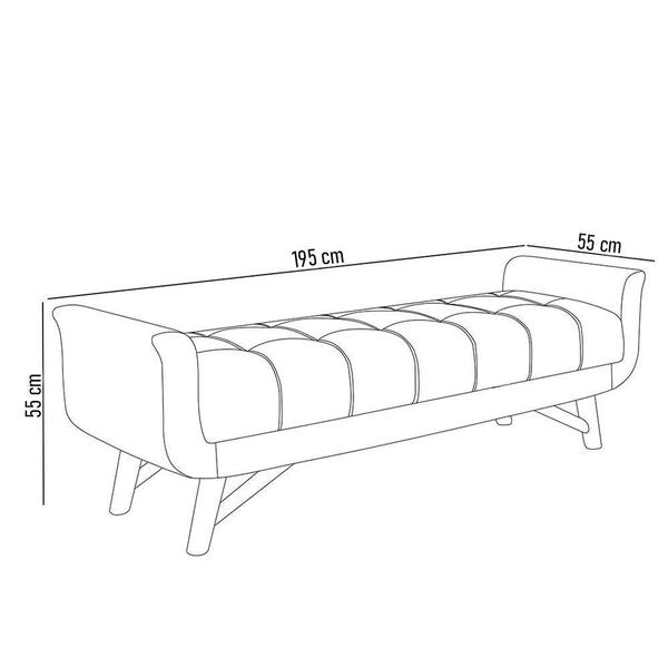 Imagem de Puff Recamier Calçadeira 195cm Base Madeira Neville P02 Bouclé Cru - Mpozenato