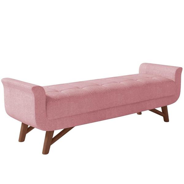 Imagem de Puff Recamier Decorativo com Pés em Madeira 140 cm Itália Bouclê Rosê - Lyam Decor