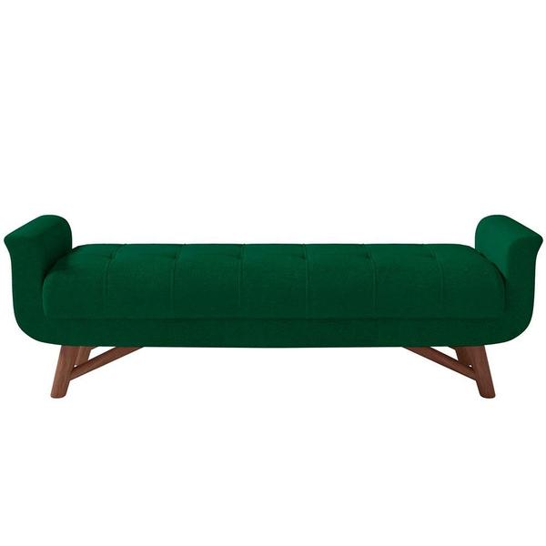 Imagem de Puff Recamier Decorativo com Pés em Madeira 160 cm Itália Bouclê Verde - Lyam Decor