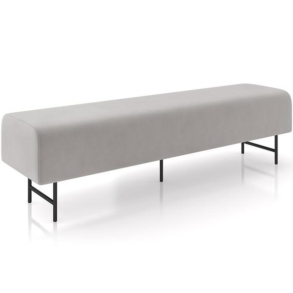 Imagem de Puff Recamier Decorativo com Pés Industrial 160cm Novara P05 Veludo Cinza - Lyam Decor