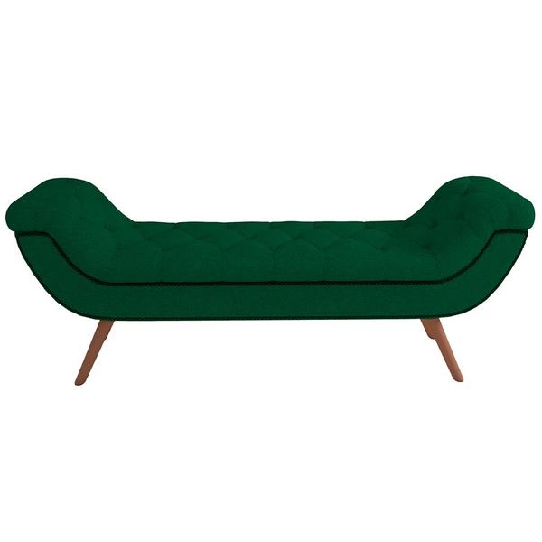 Imagem de Puff Recamier Decorativo com Tachas 140 cm Santorini Bouclê Verde - Lyam Decor