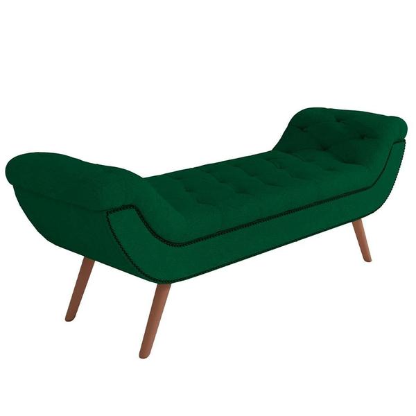 Imagem de Puff Recamier Decorativo com Tachas 160 cm Santorini Bouclê Verde - Lyam Decor