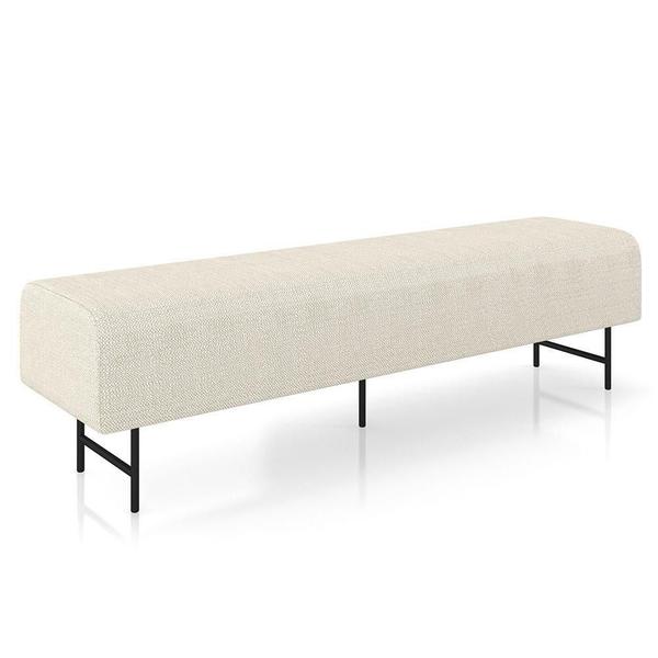 Imagem de Puff Recamier Decorativo Pés Em Ferro 160cm Dublin P02 Linho Creme - Mpozenato