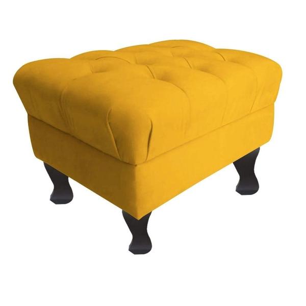 Imagem de Puff Recamier Retrô Luis Xv Suede Amarelo - 50 cm