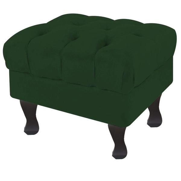 Imagem de Puff Recamier Retrô Luis Xv Suede Verde - 50 cm