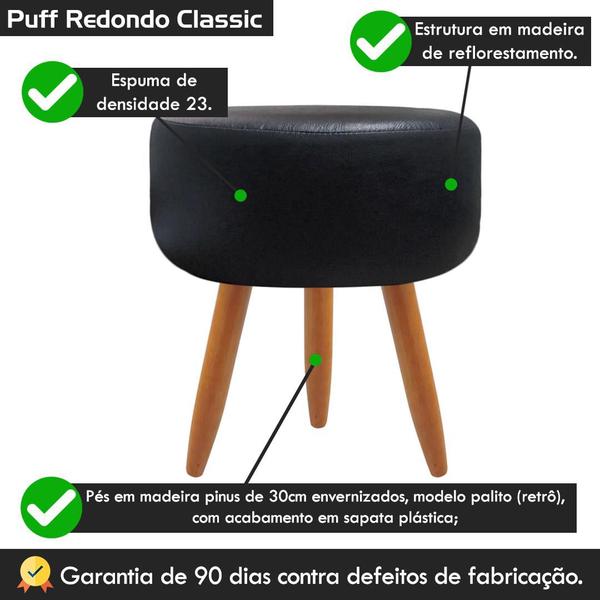 Imagem de Puff Redondo Classic Corino Preto