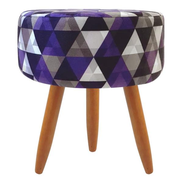 Imagem de Puff Redondo Classic Estampado Triangulo Roxo