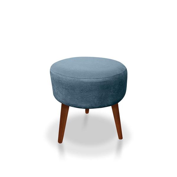 Imagem de Puff Redondo  Decorativo Panqueta De Apoiar Os Pés Suede Azul Turquesa