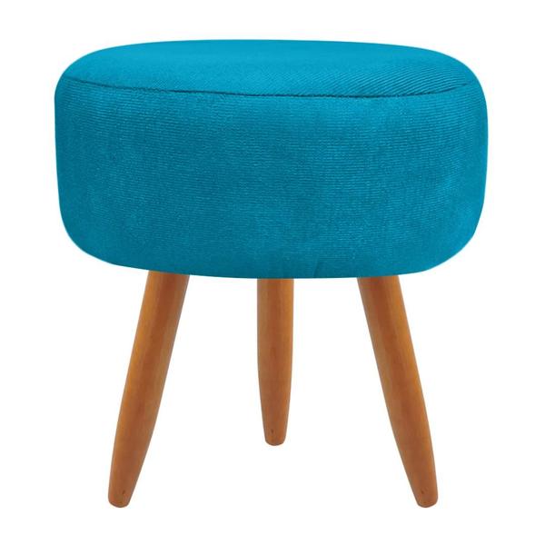 Imagem de Puff Redondo Decorativo Sala Suede Azul Turquesa