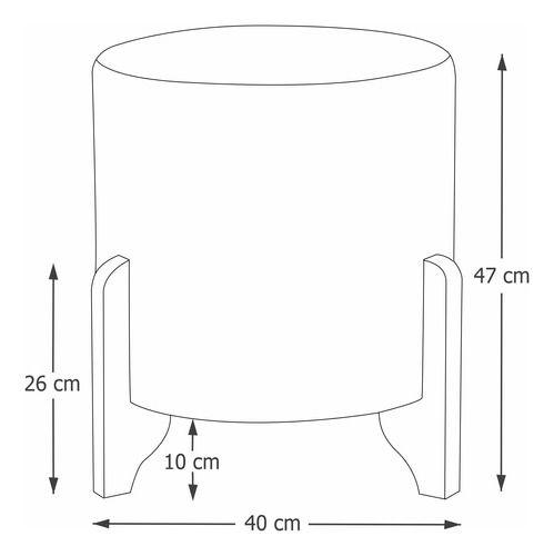 Imagem de Puff Redondo Em Veludo Com Pés Em Madeira Maciça Decorativo Sala Quarto
