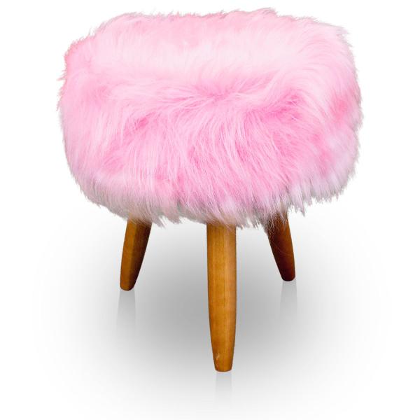 Imagem de Puff Redondo Pelúcia Pink para Sala e Quarto  - LH Decor