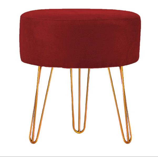 Imagem de Puff Redondo Pés Aramado - Suede - Palladium Decor