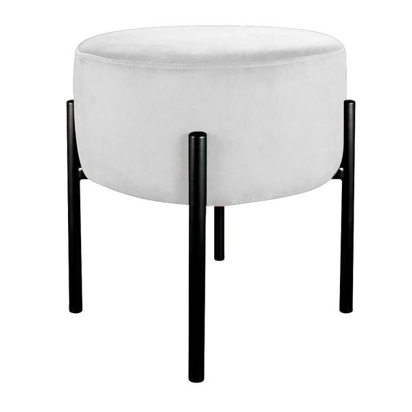 Imagem de Puff Redondo Quarto Suede Branco - Belliv Decor