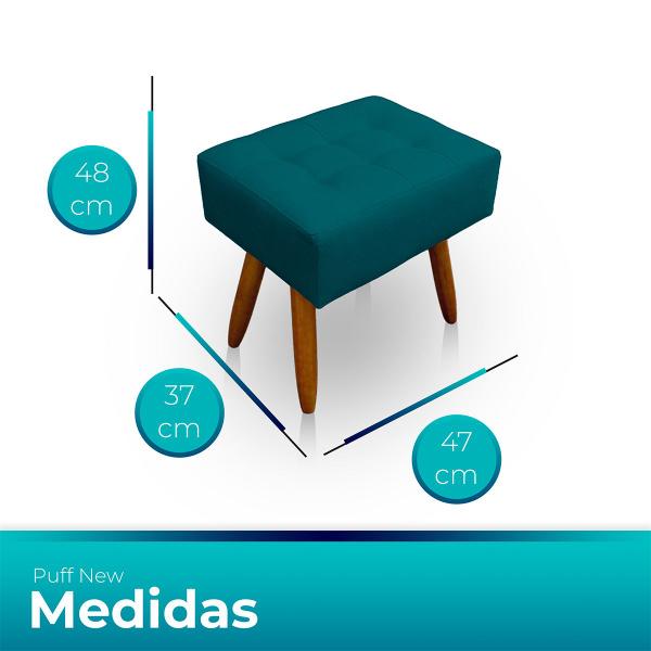 Puff Retangular New para Sala e Quarto Suede Azul Turquesa - LH Decor - Los Hermanos Decor Imagem de Puff Retangular New para Sala e Quarto Suede Azul Turquesa - LH Decor