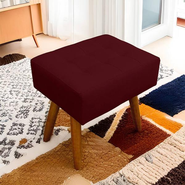 Imagem de Puff Retangular New para Sala e Quarto Suede Bordo  - LH Decor