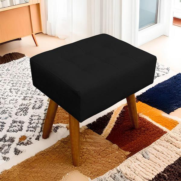 Imagem de Puff Retangular New para Sala e Quarto Suede Preto  - LH Decor