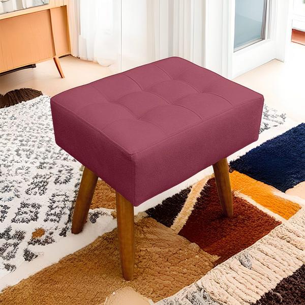 Imagem de Puff Retangular New para Sala e Quarto Suede Rose  - LH Decor