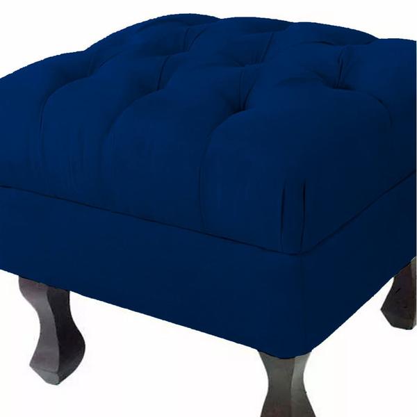 Imagem de Puff Retrô Fixo Luis XV Capitonê Suede Azul Marinho - Malta Decor