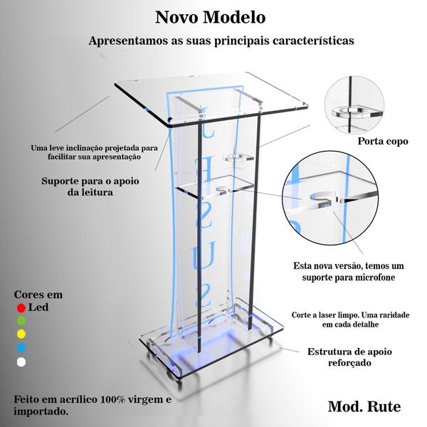 Imagem de Púlpito Bonito Resistente Com Led Gravação Igreja E Empresas