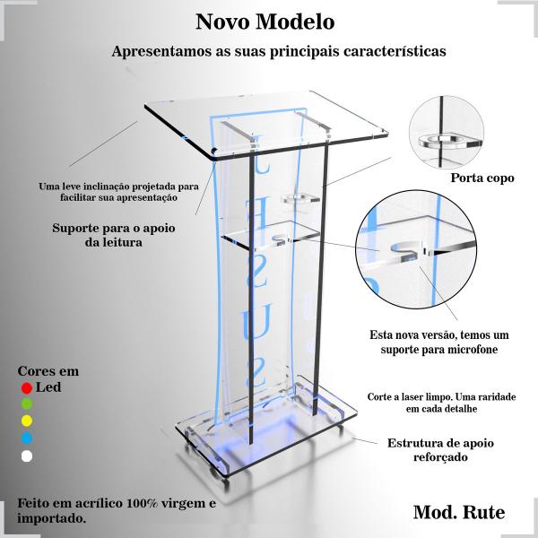 Imagem de Púlpito Bonito Resistente Com Led Gravação Igreja E Empresas