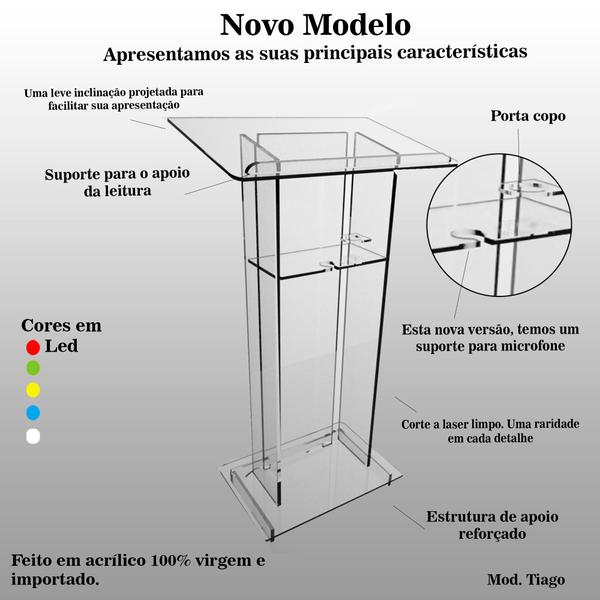 Imagem de Púlpito de Acrílico para Igrejas e Empresas com ou sem Gravação